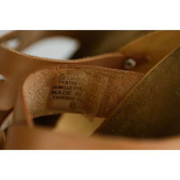 Vintage Y2K Le Chateau Nude Leather Strappy  High Heel  Wedge Sandals SZ8 - Picture 5 of 11